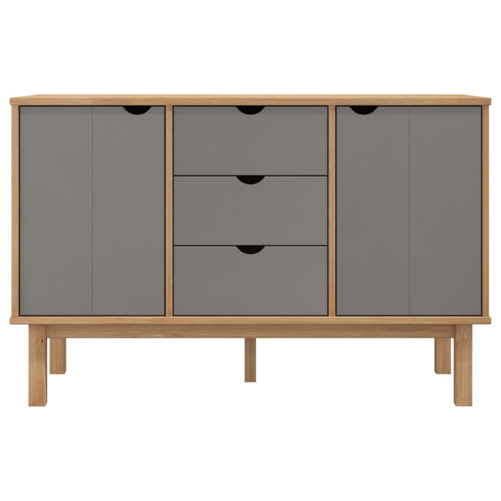 Dressoir Otta 113,5X43X73 Cm Massief Grenenhout Bruin En Grijs