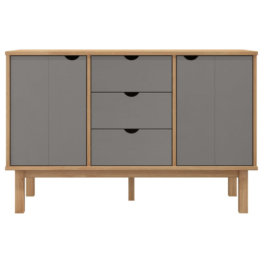 Dressoir Otta 113,5X43X73 Cm Massief Grenenhout Bruin En Grijs