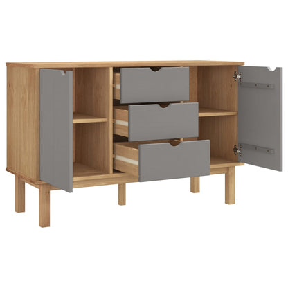 Dressoir Otta 113,5X43X73 Cm Massief Grenenhout Bruin En Grijs