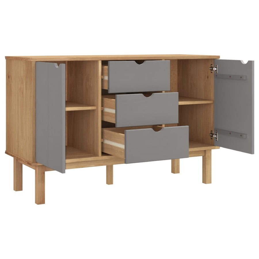 Dressoir Otta 113,5X43X73 Cm Massief Grenenhout Bruin En Grijs