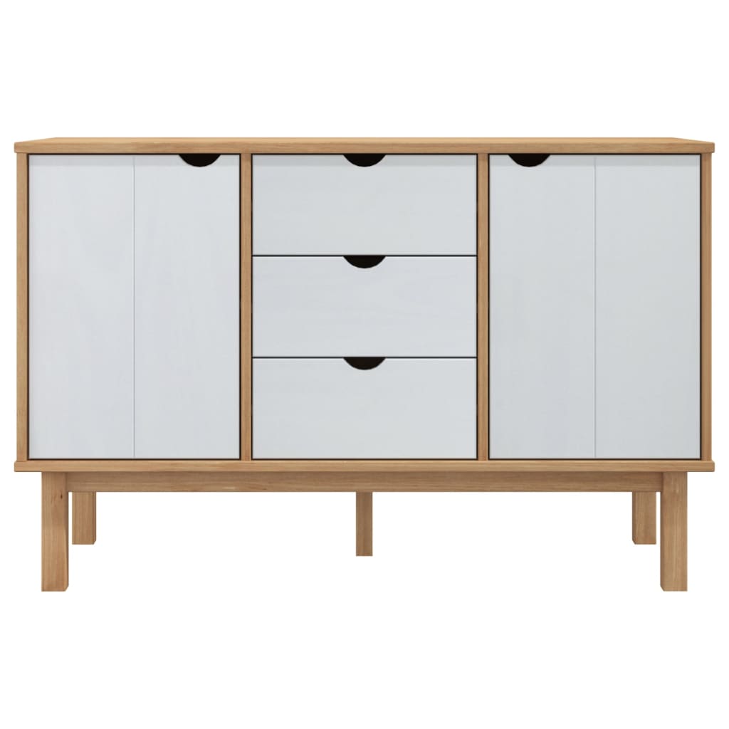 Dressoir Otta 113,5X43X73 Cm Massief Grenenhout Bruin en wit