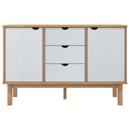 Dressoir Otta 113,5X43X73 Cm Massief Grenenhout Bruin en wit