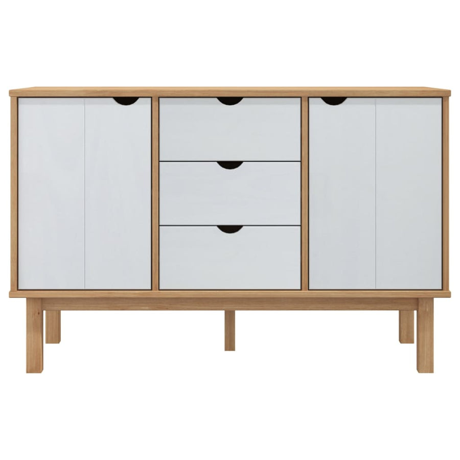 Dressoir Otta 113,5X43X73 Cm Massief Grenenhout Bruin en wit
