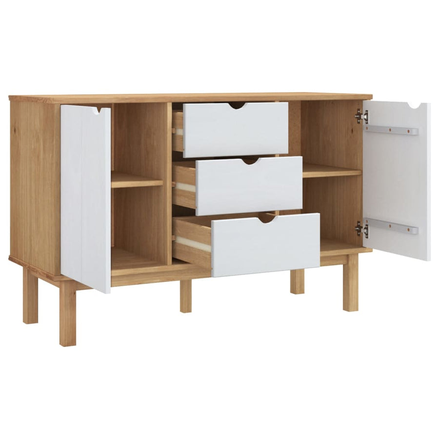 Dressoir Otta 113,5X43X73 Cm Massief Grenenhout Bruin en wit