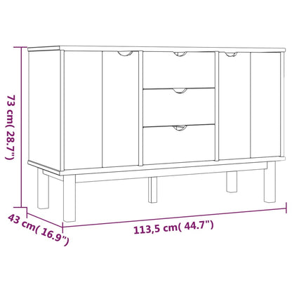 Dressoir Otta 113,5X43X73 Cm Massief Grenenhout Bruin en wit