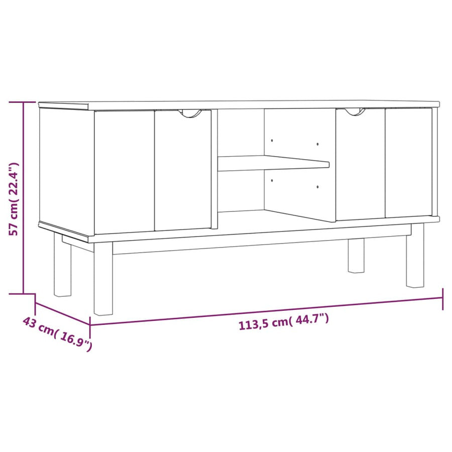 Tv-Meubel Otta 3,5X43X57 Cm Massief Grenenhout Bruin