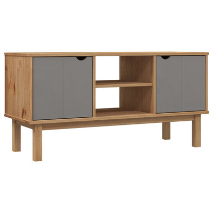 Tv-Meubel Otta 113,5X43X57 Cm Massief Grenenhout Bruin en grijs