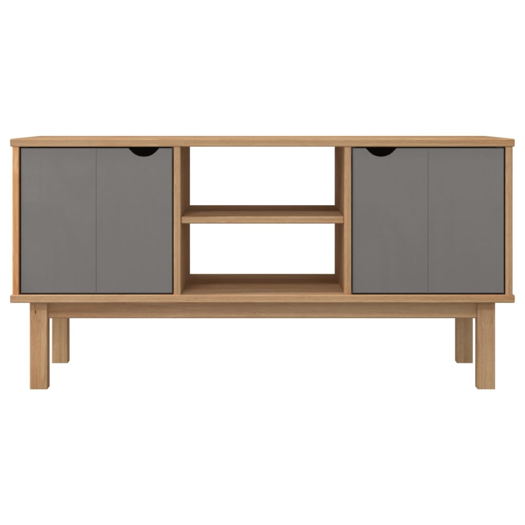 Tv-Meubel Otta 113,5X43X57 Cm Massief Grenenhout Bruin en grijs