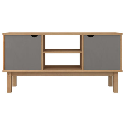 Tv-Meubel Otta 113,5X43X57 Cm Massief Grenenhout Bruin en grijs