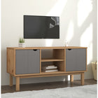 Tv-meubel Otta 113,5x43x57 cm massief grenenhout bruin grijs