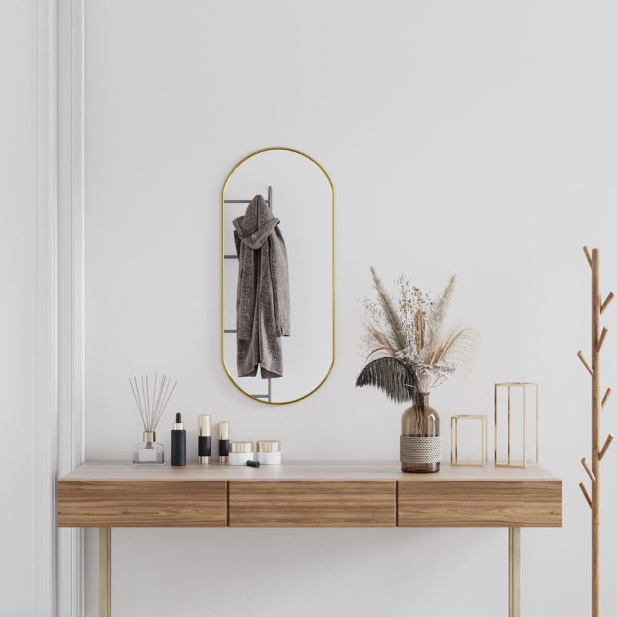 Wandspiegel 80X35 Cm Ovaal Goudkleurig