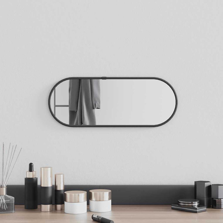 Wandspiegel 40x15 cm ovaal zwart