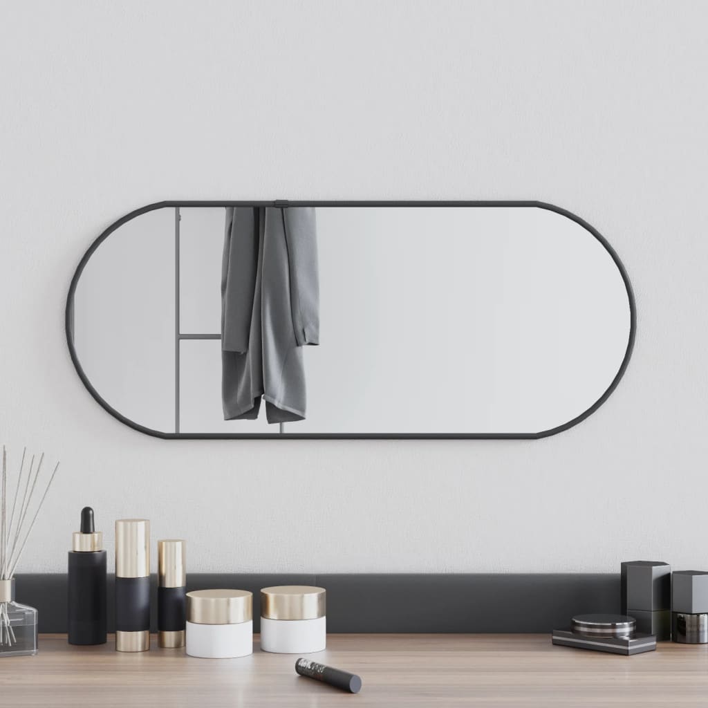 Wandspiegel 60X25 Cm Ovaal Zwart