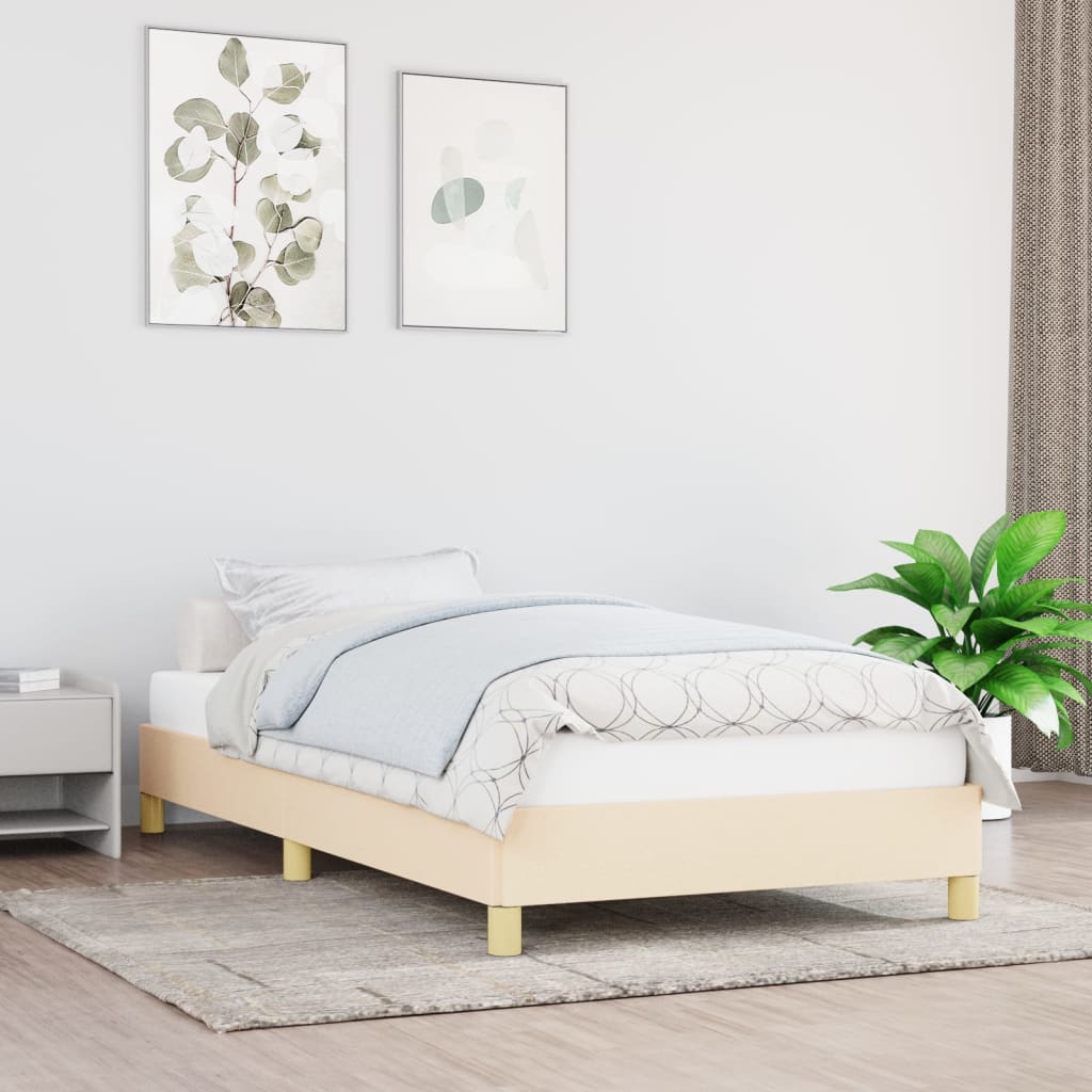 Bedframe Stof Kleurig Crème 90 x 190 cm 25 cm