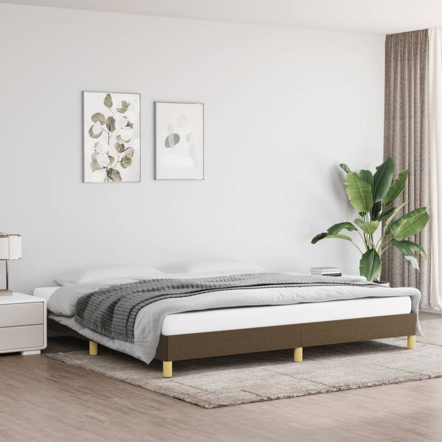 Bedframe stof donkerbruin 200x200 cm 200 x 200 cm 25 cm