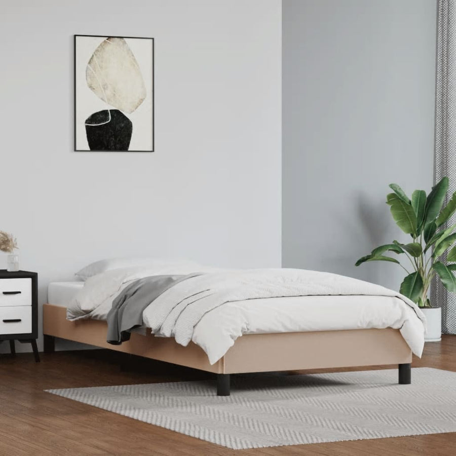 Bedframe kunstleer cappuccinokleurig 90x200 cm 90 x 200 cm 25 cm