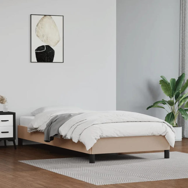 Bedframe kunstleer cappuccinokleurig 100x200 cm 100 x 200 cm 25 cm