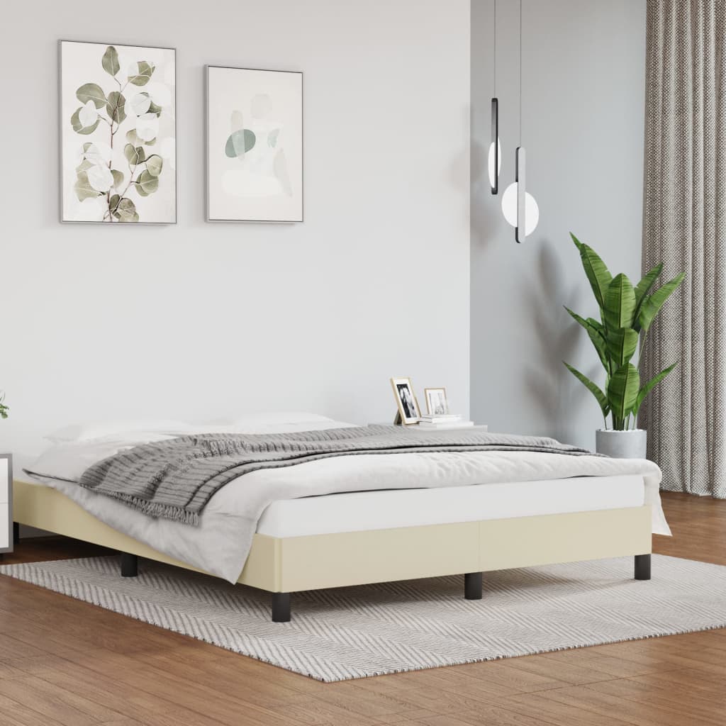 Bedframe Kunstleer Kleurig Crème 140 x 190 cm 25 cm
