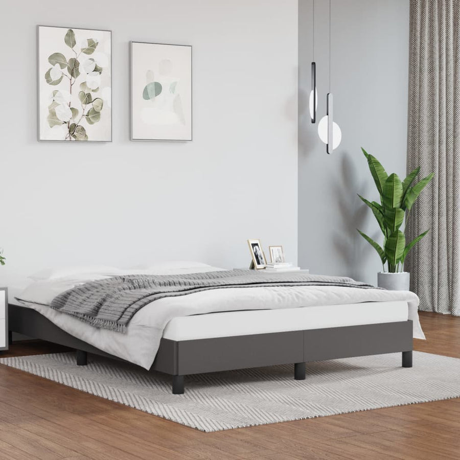 Bedframe kunstleer grijs 140x190 cm 140 x 190 cm 25 cm