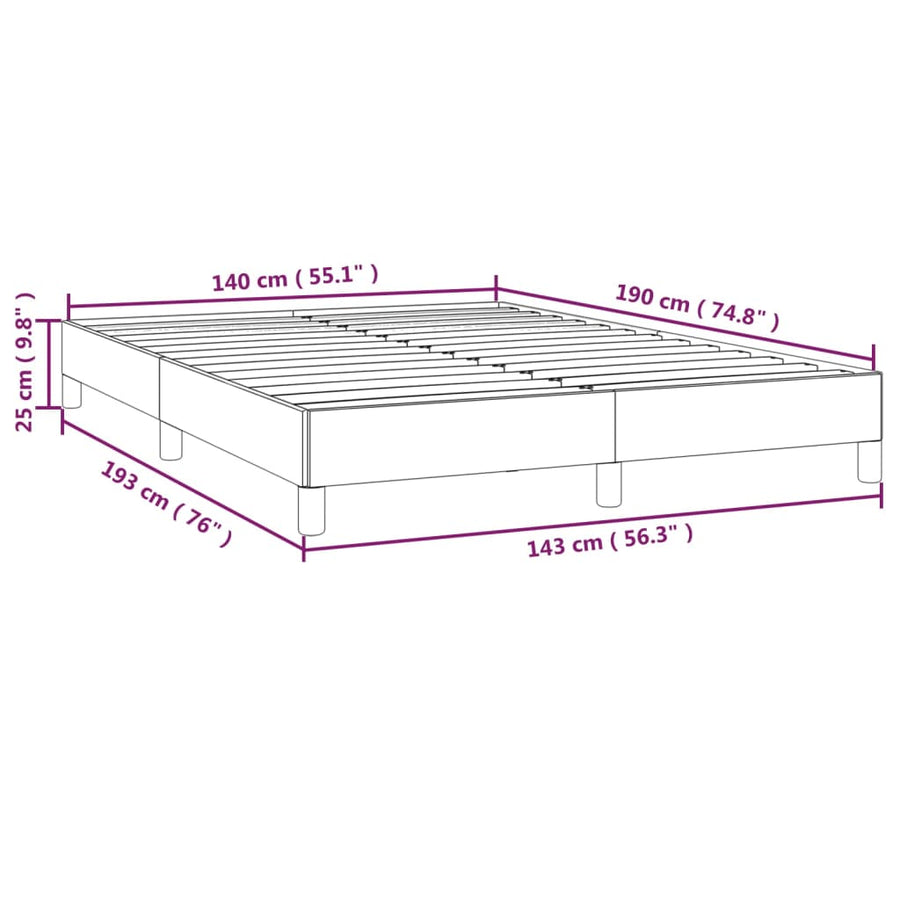 Bedframe kunstleer cappuccinokleurig 140x190 cm 140 x 190 cm 25 cm