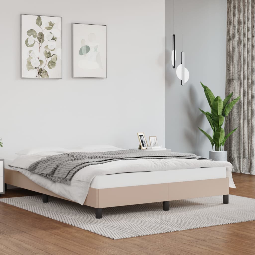 Bedframe kunstleer cappuccinokleurig 140x190 cm 140 x 190 cm 25 cm