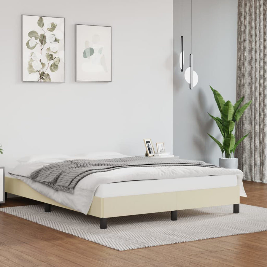 Bedframe Kunstleer Crèmekleurig 140X200 Cm 140 x 200 cm 25 cm