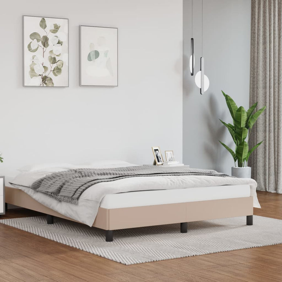 Bedframe kunstleer cappuccinokleurig 140x200 cm 140 x 200 cm 25 cm