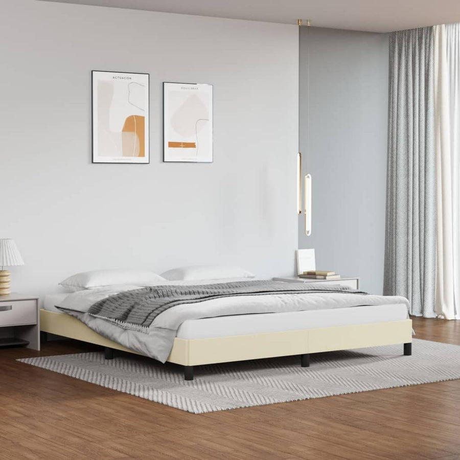 Bedframe Kunstleer Crèmekleurig 180X200 Cm 180 x 200 cm 25 cm