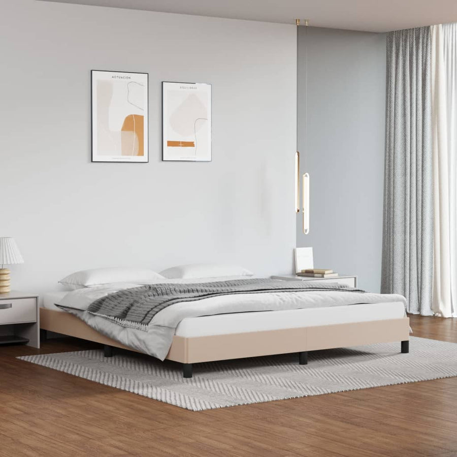 Bedframe kunstleer cappuccinokleurig 180x200 cm 180 x 200 cm 25 cm