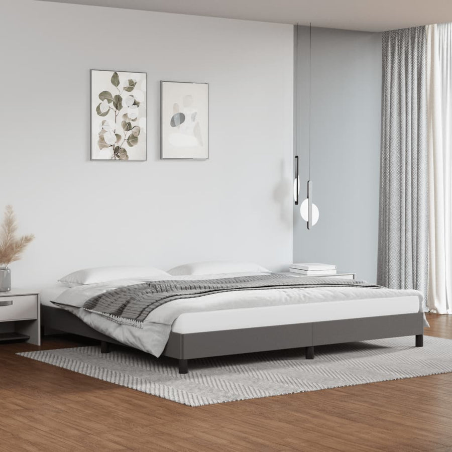 Bedframe kunstleer grijs 200x200 cm 200 x 200 cm 25 cm