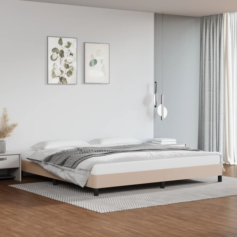 Bedframe kunstleer cappuccinokleurig 200x200 cm 200 x 200 cm 25 cm