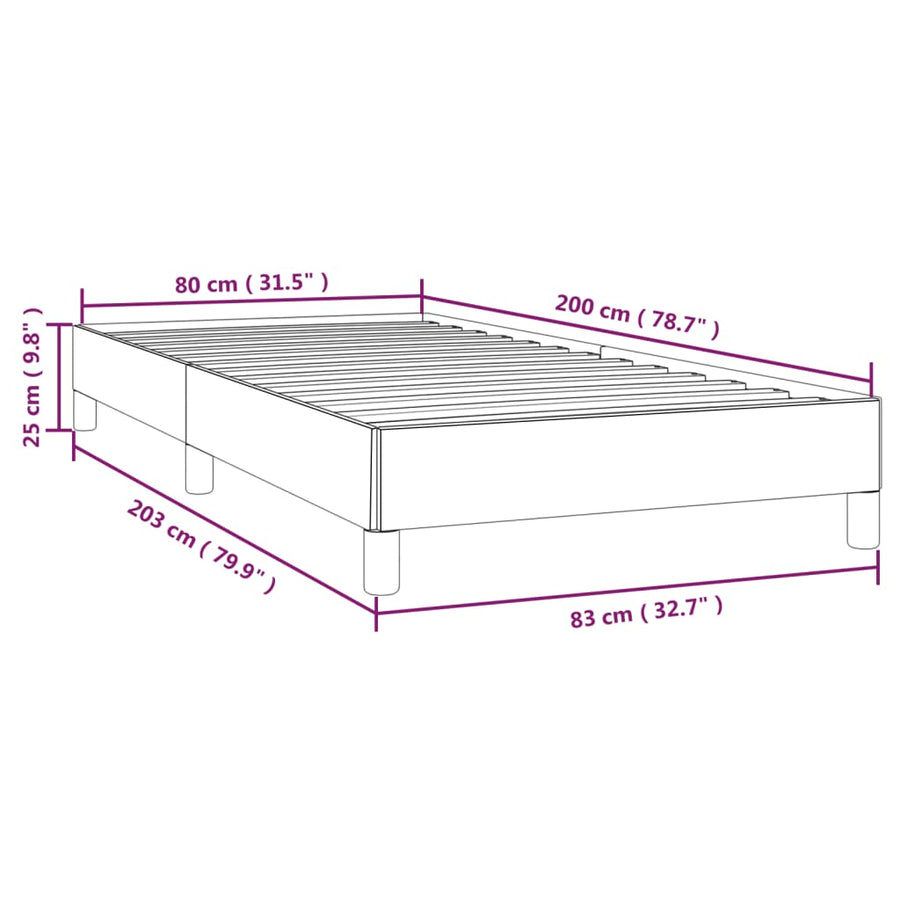 Bedframe Fluweel Lichtgrijs 80 x 200 cm 25 cm