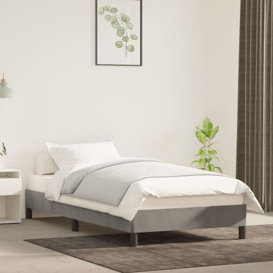 Bedframe Fluweel Lichtgrijs 90 x 190 cm 25 cm