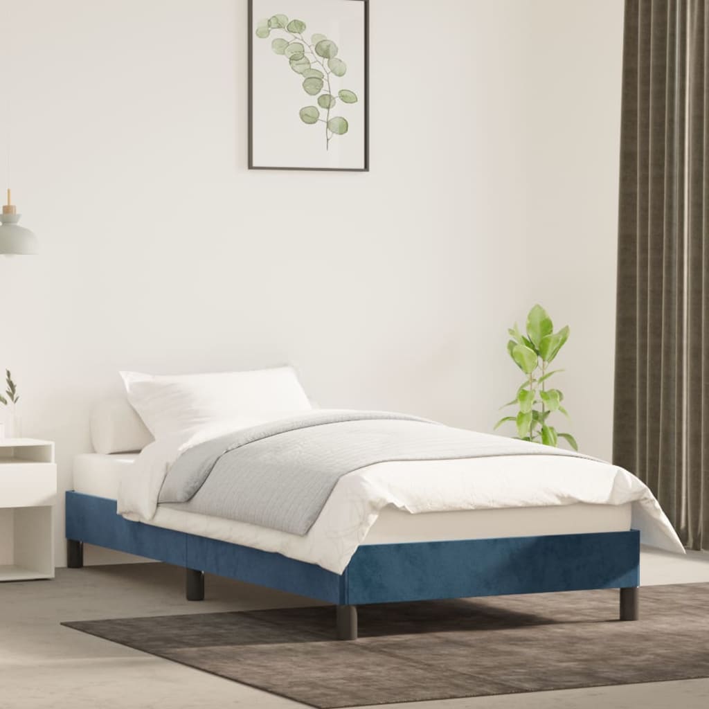 Bedframe Fluweel Donkerblauw 90 x 200 cm 25 cm