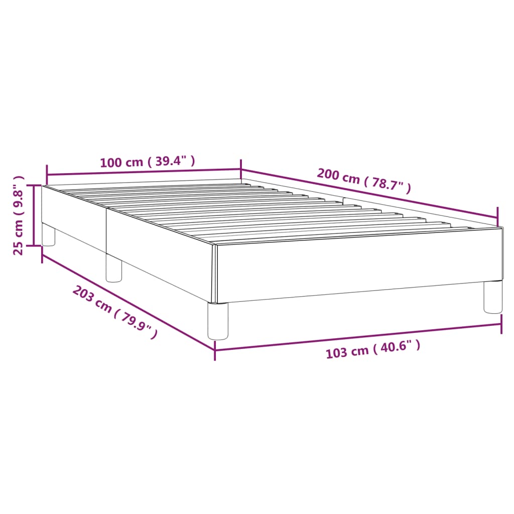 Bedframe Fluweel Donkergrijs 100 x 200 cm 25 cm