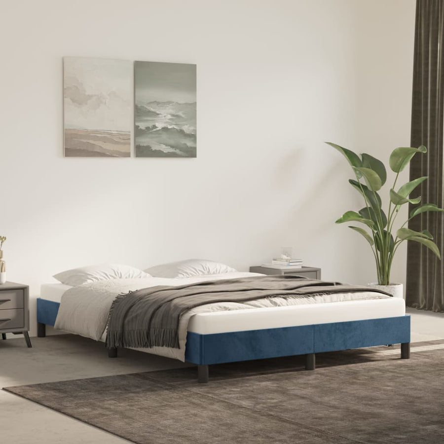 Bedframe Fluweel Donkerblauw 140 x 200 cm 25 cm