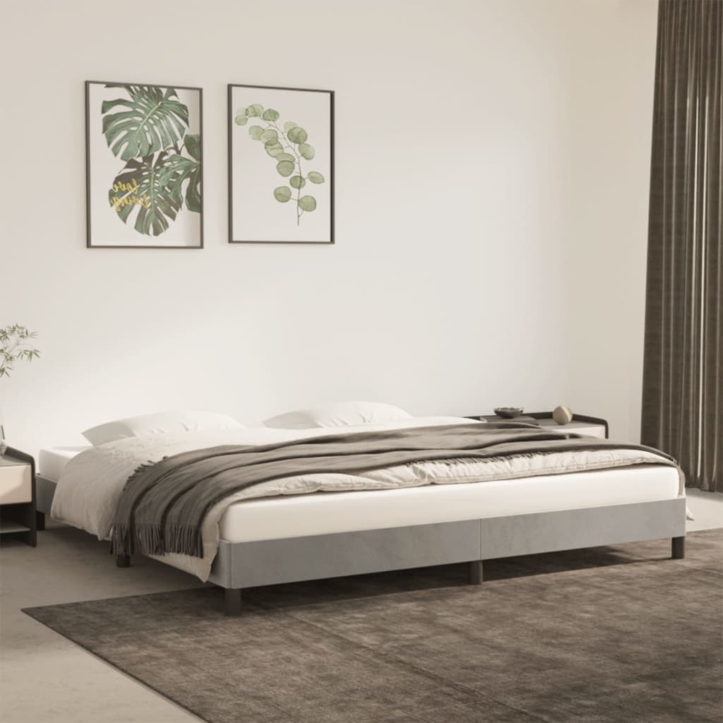Bedframe Fluweel Lichtgrijs 200 x 200 cm 25 cm