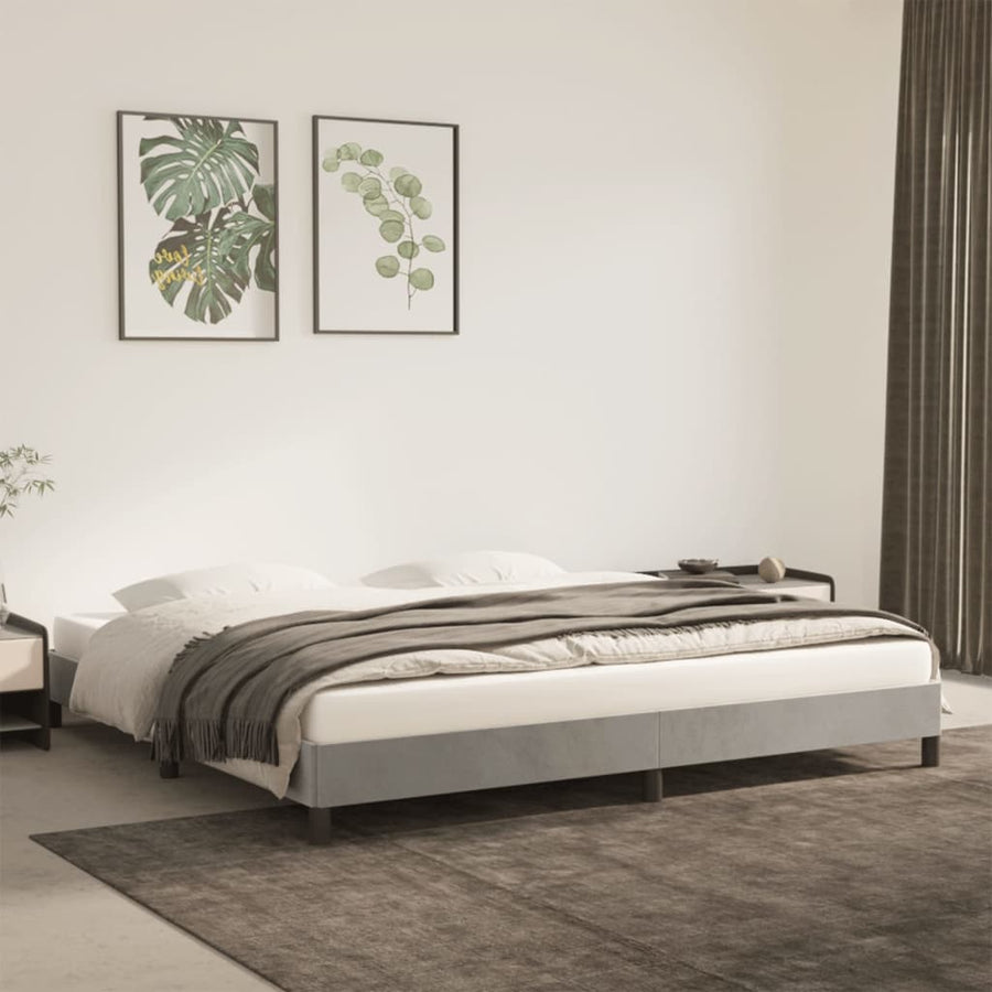 Bedframe Fluweel Lichtgrijs 200 x 200 cm 25 cm
