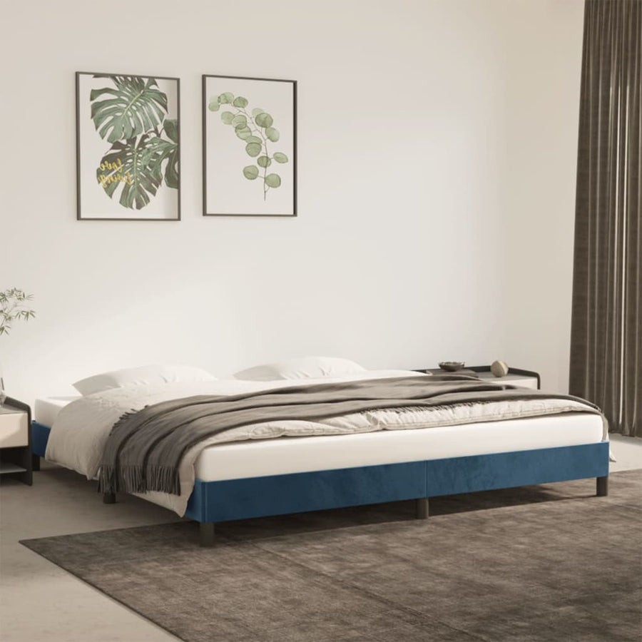 Bedframe Fluweel Donkerblauw 200 x 200 cm 25 cm