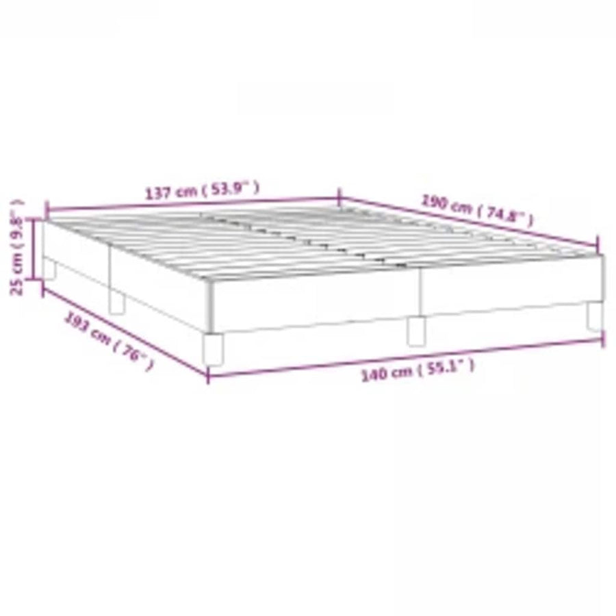 Bedframe zonder matras donkergrijs 137x190 cm volledig fluweel