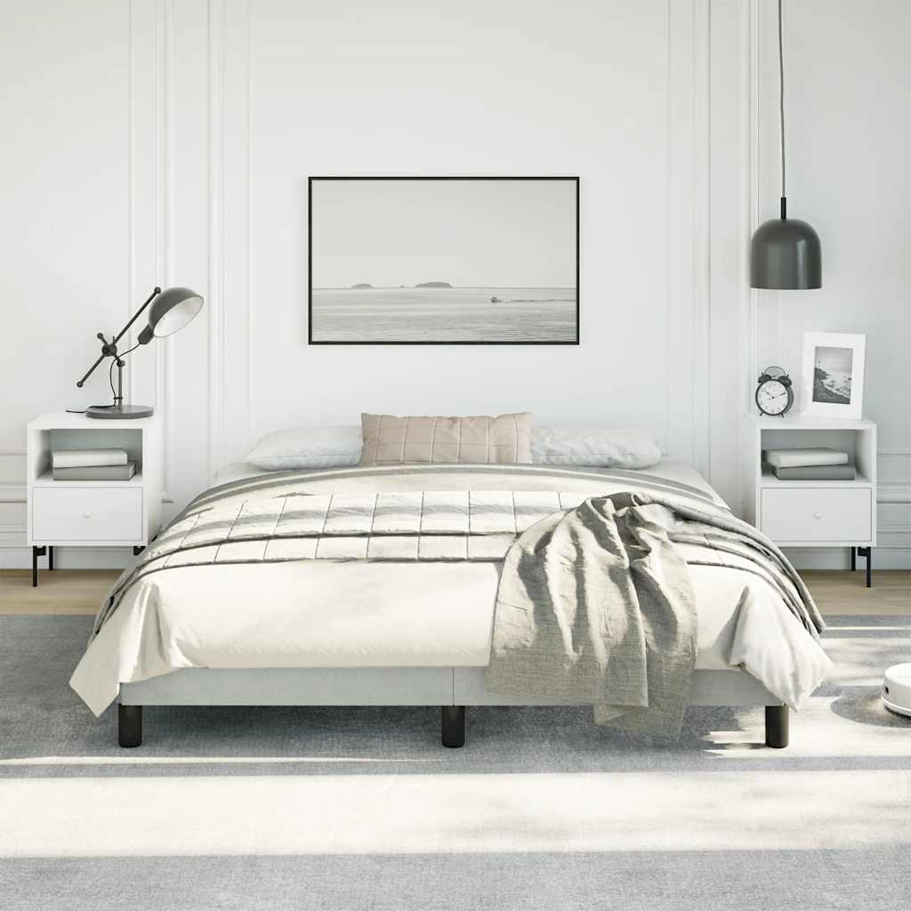 Bedframe zonder matras lichtgrijs 152x203 cm Queen fluweel