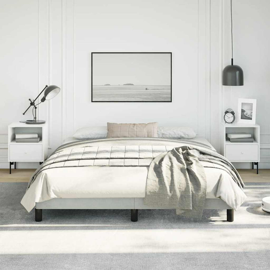 Bedframe zonder matras lichtgrijs 152x203 cm Queen fluweel
