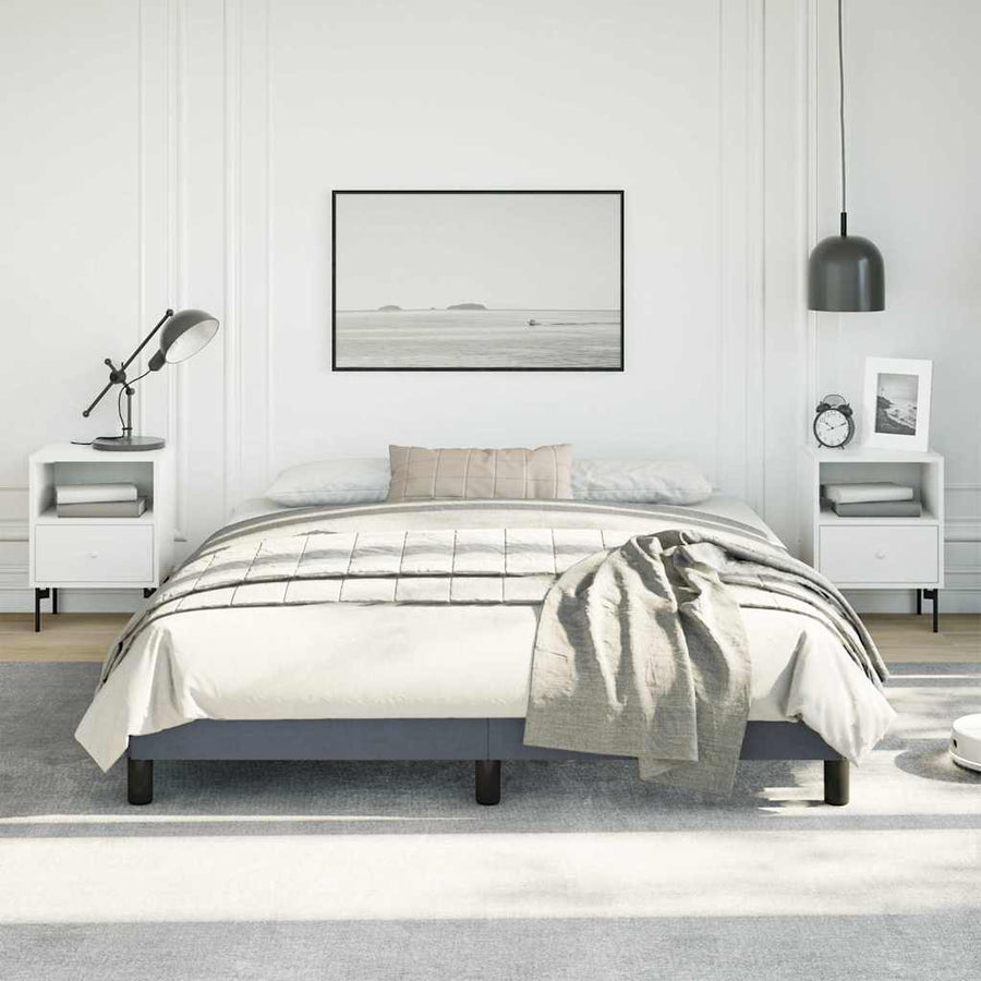 Bedframe zonder matras donkergrijs 152x203 cm queensize fluweel