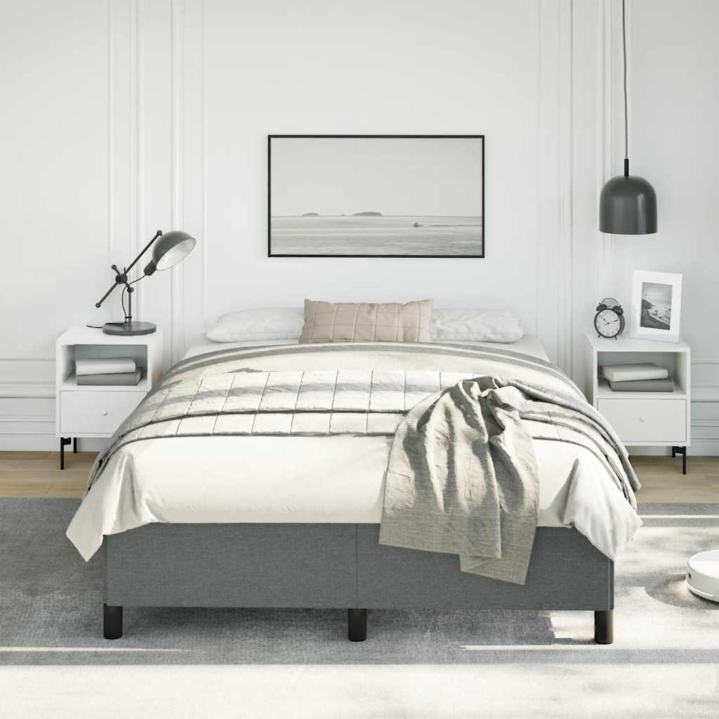 Bedframe zonder matras donkergrijs 137x190 cm stof