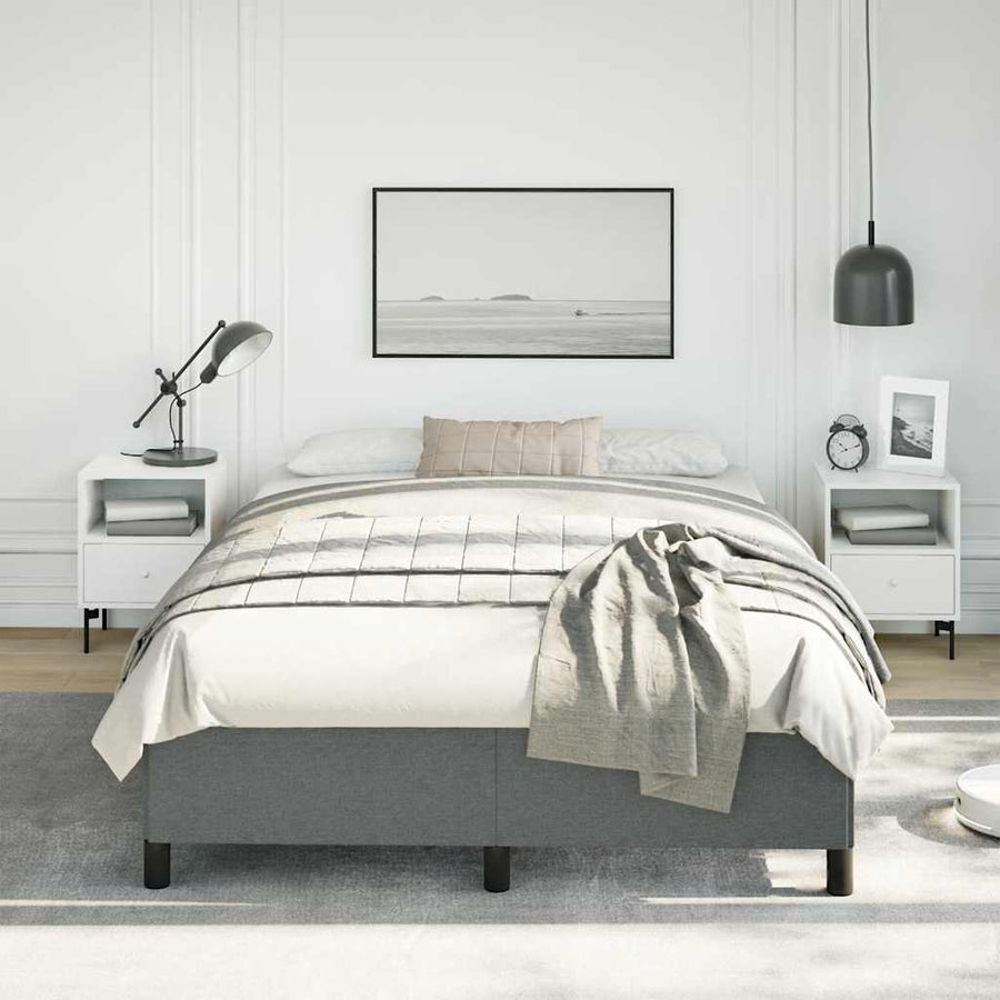 Bedframe zonder matras donkergrijs 137x190 cm stof