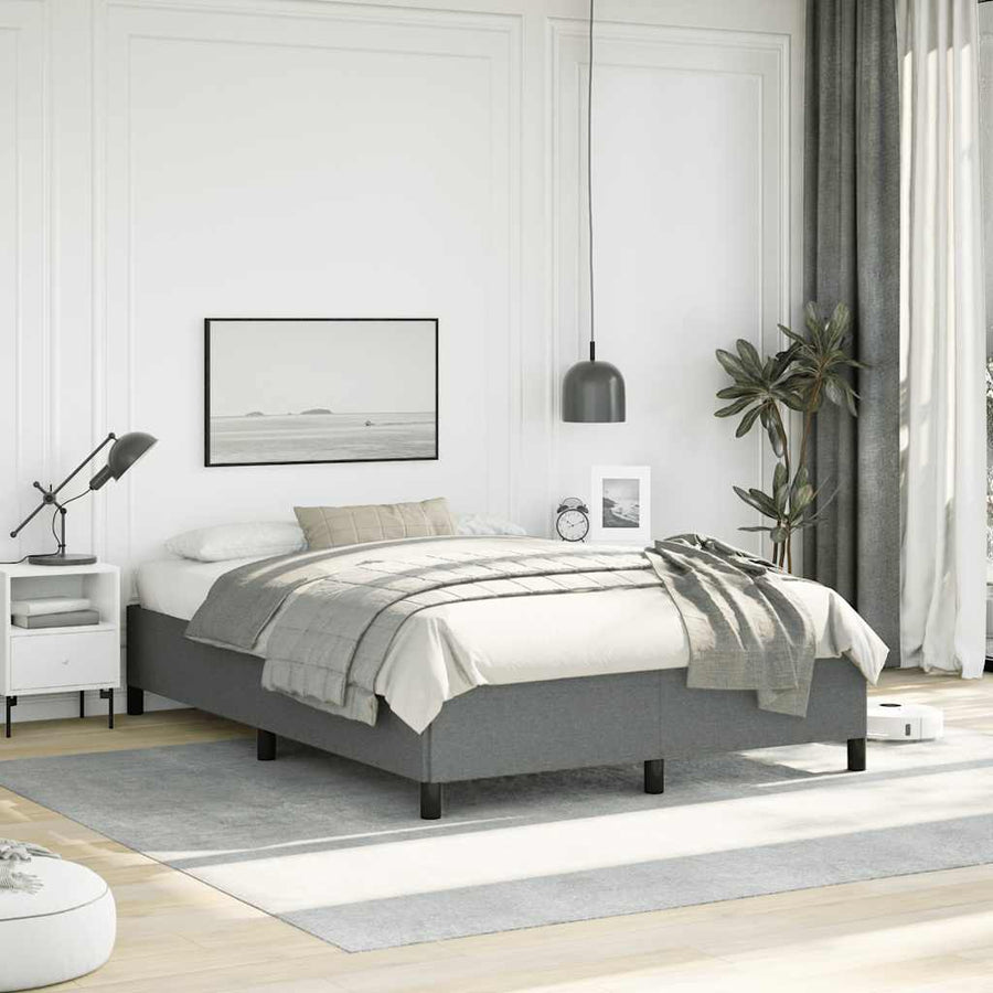 Bedframe zonder matras donkergrijs 137x190 cm stof