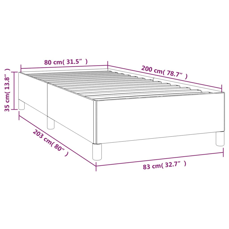 Bedframe kunstleer cappuccinokleurig 80x200 cm 80 x 200 cm 35 cm