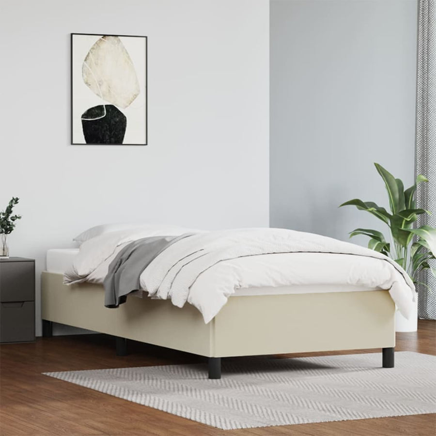Bedframe Kunstleer Kleurig Crème 90 x 190 cm 35 cm