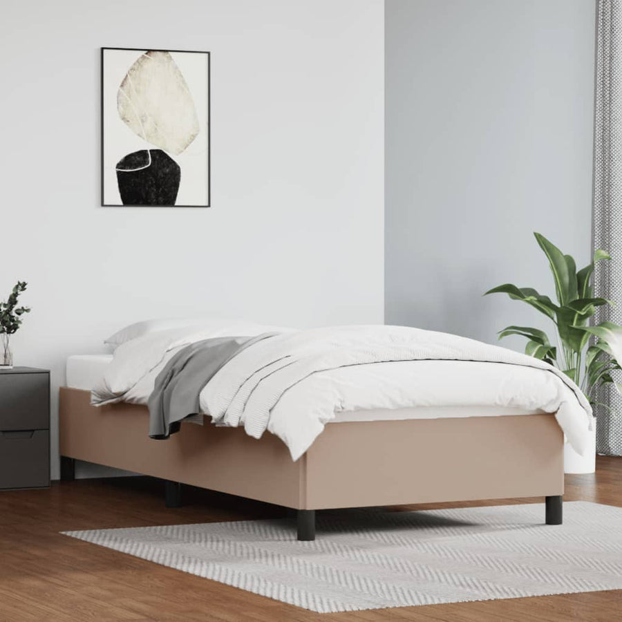 Bedframe kunstleer cappuccinokleurig 90x190 cm 90 x 190 cm 35 cm