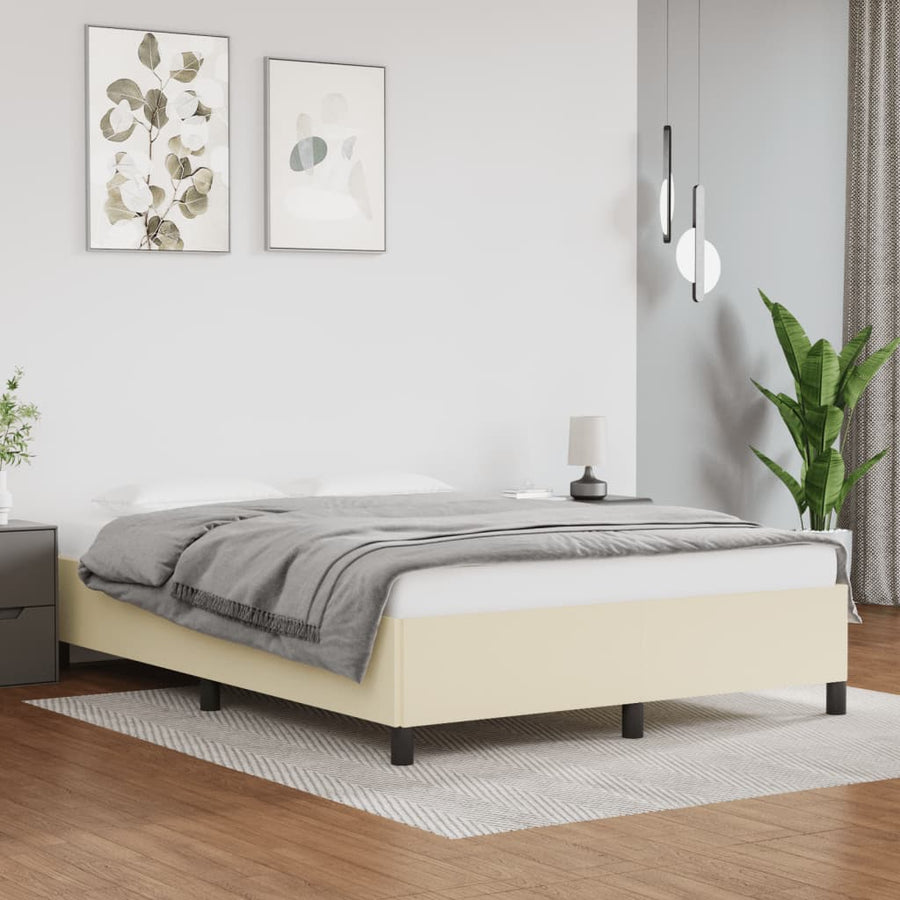 Bedframe Kunstleer Kleurig Crème 140 x 190 cm 35 cm